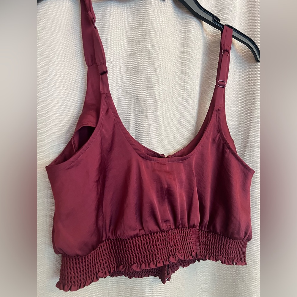 Free People XS Top Burgundy black combo